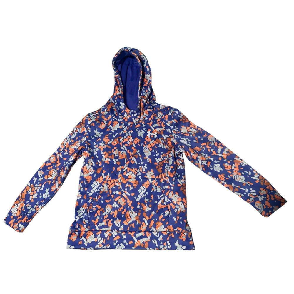 Under Armour Unisex Youth Small YSM Rival Fleece Hoodie Purple Orange